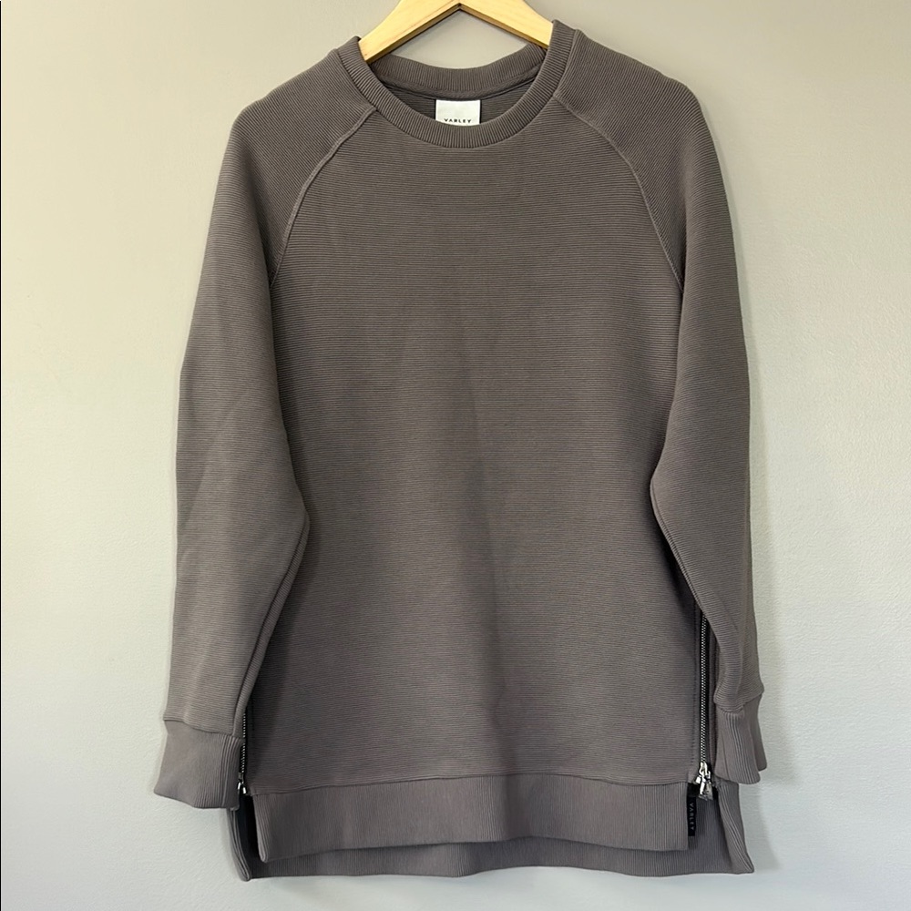 Varley Manning Ribbed Sweatshirt Size‎ Small Deep Charcoal Gray NWT